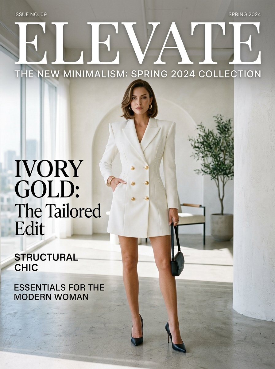Astrid Sculpted Crepe Blazer Dress in Ivory White